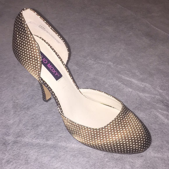 Mojo Moxy Brown Polka Dot Heels - Picture 2 of 3